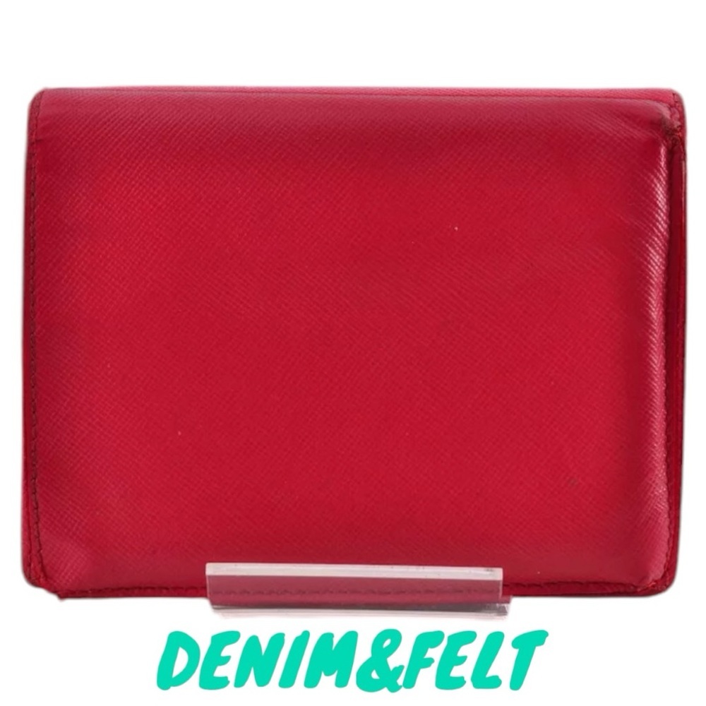 ♥️♥️PRADA Red Saffiano Leather Logo Plate Bi-Fold Wallet | PRELOVED ♥️♥️ - Picture 2 of 12